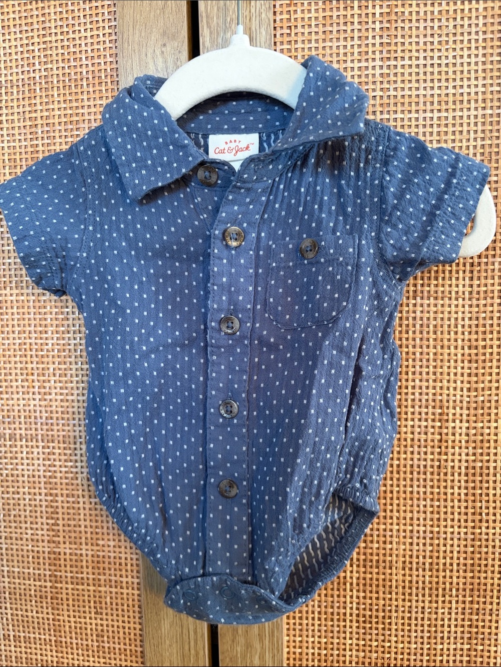 🎩Cat & Jack Navy Blue Dot Button-Front Baby Bodysuit